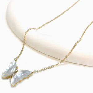 Mother of Pearl Butterfly Pendant with Dainty Chain Necklace